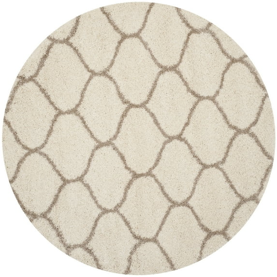 SAFAVIEH Hudson Arline Geometric Shag Area Rug, Ivory/Beige, 5' x 5' Round