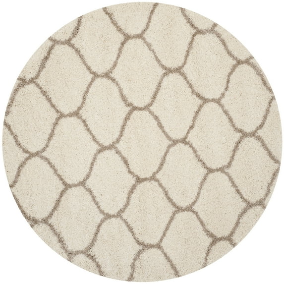 SAFAVIEH Hudson Arline Geometric Shag Area Rug, Ivory/Beige, 9' x 9' Round