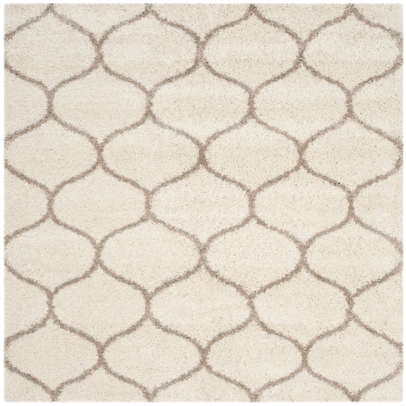 SAFAVIEH Hudson Arline Geometric Shag Area Rug, Ivory/Beige, 9' x 9' Square
