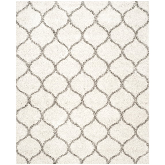 SAFAVIEH Hudson Arline Geometric Shag Area Rug, Ivory/Grey, 11' x 15'