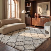 Safavieh Hudson Arline Geometric Shag Area Rug, Ivory/Gray, 5'3" x 7'6"