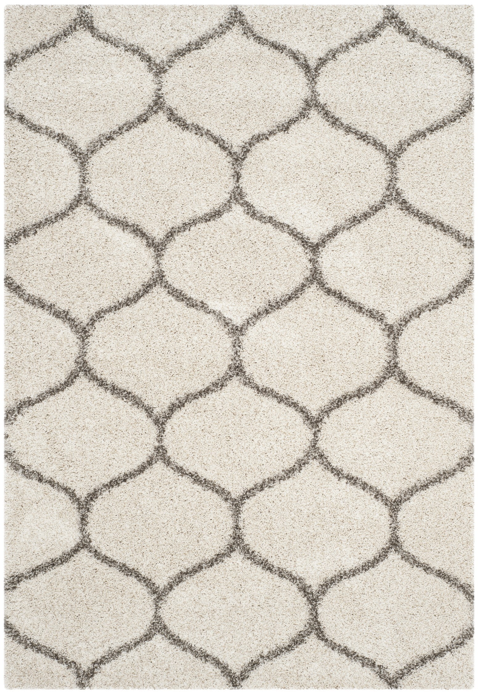 SAFAVIEH Hudson Arline Geometric Shag Area Rug, Ivory/Grey, 5'1" x 7'6"