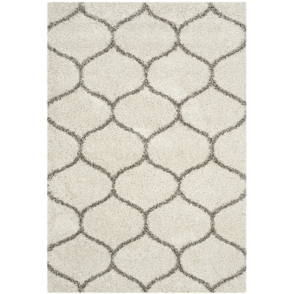 SAFAVIEH Hudson Arline Geometric Shag Area Rug, Ivory/Grey, 5'1" x 7'6"