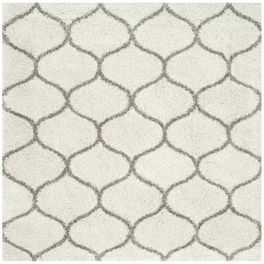 SAFAVIEH Hudson Arline Geometric Shag Area Rug, Ivory/Grey, 9' x 9' Square