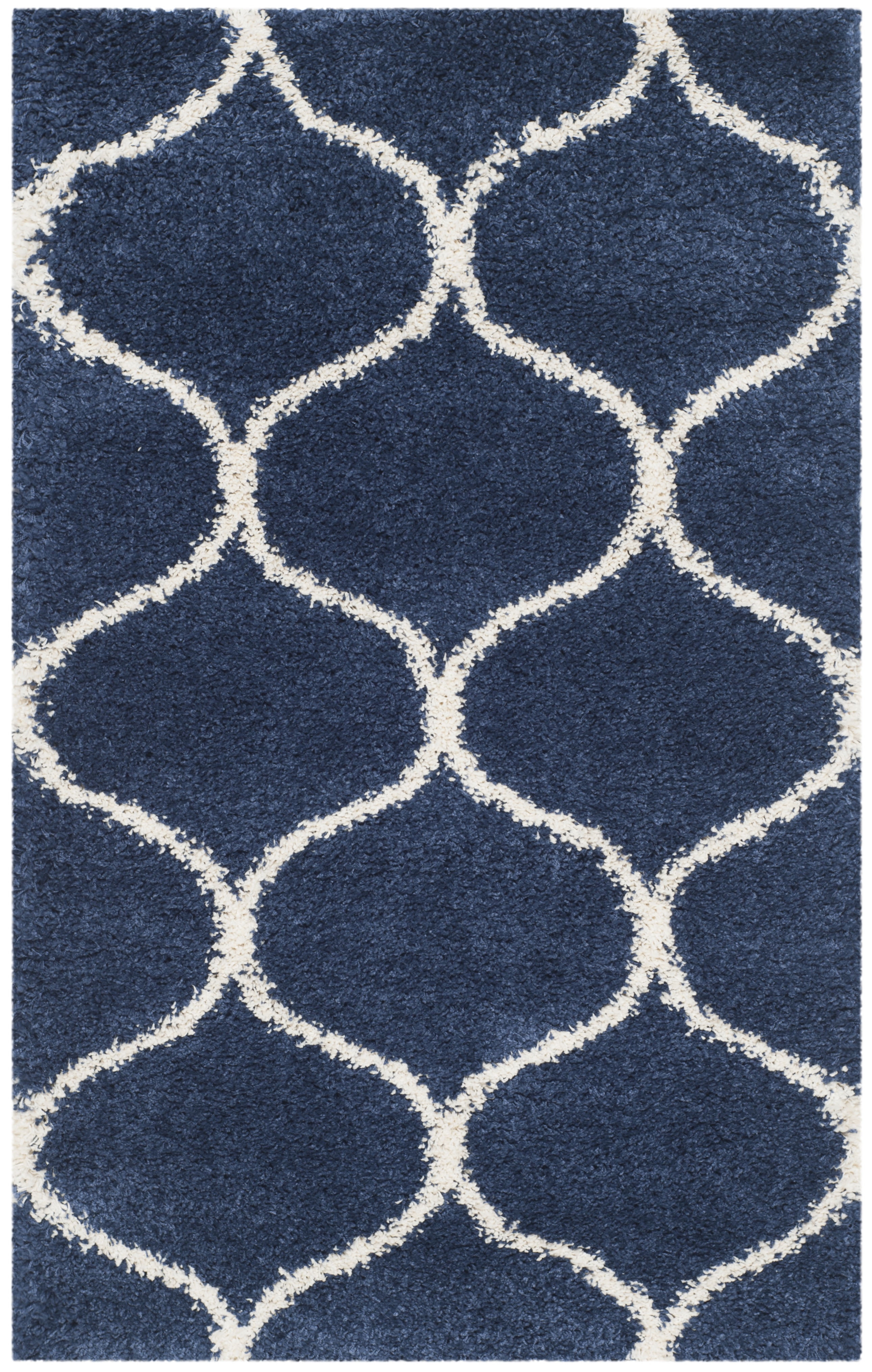 SAFAVIEH Hudson Arline Geometric Shag Area Rug, Navy/Ivory, 2' x 3 ...