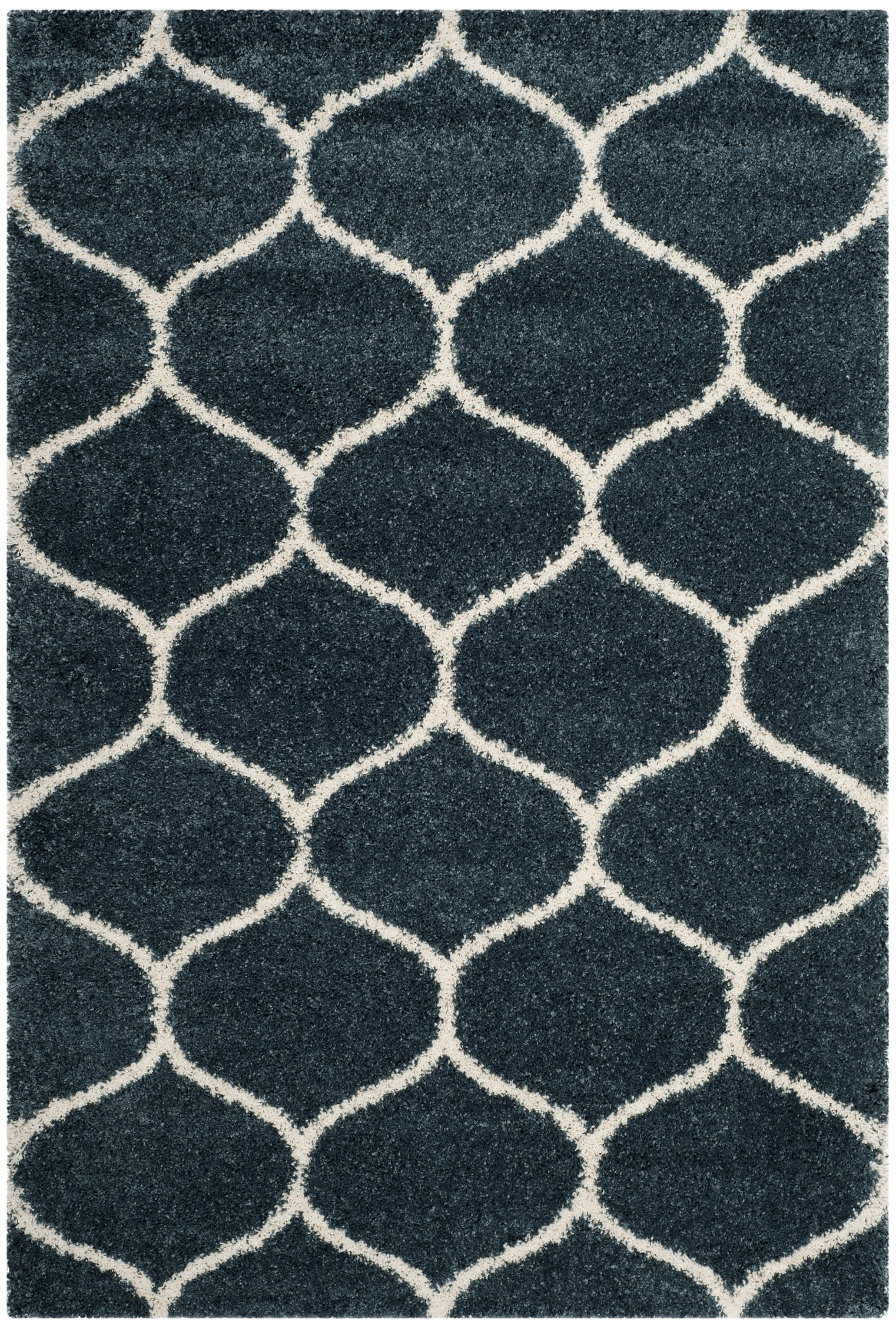 SAFAVIEH Hudson Arline Geometric Shag Area Rug, Slate Blue/Ivory, 6' x