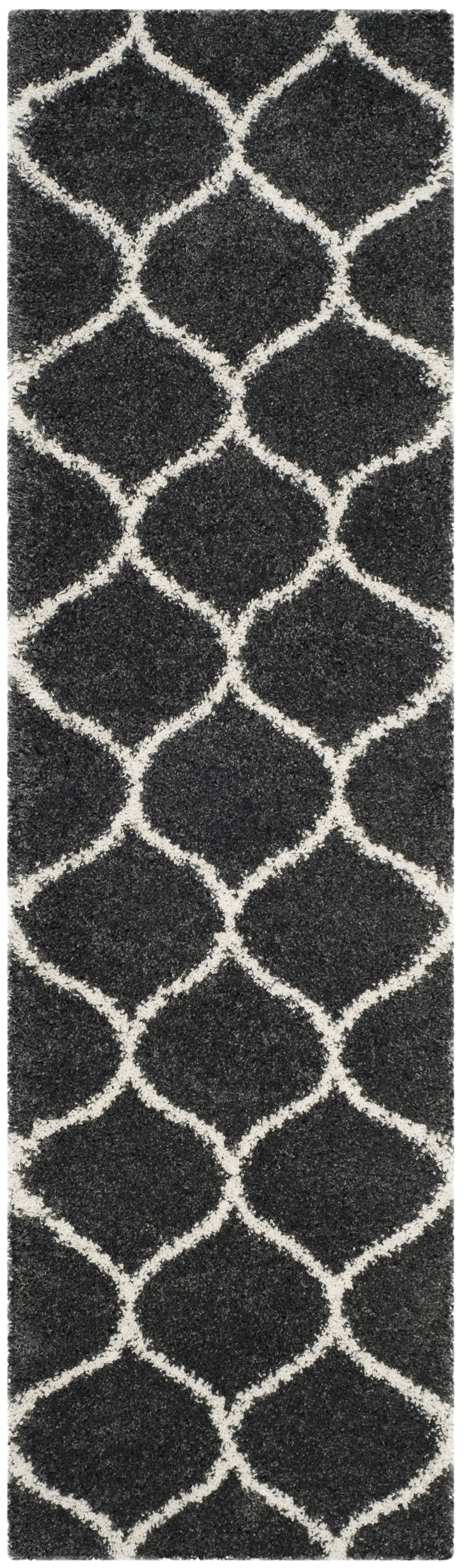 SAFAVIEH Hudson Arline Geometric Shag Runner Rug, Dark Grey/Ivory, 2'3" x 6'