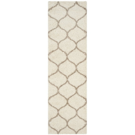 SAFAVIEH Hudson Arline Geometric Shag Runner Rug, Ivory/Beige, 2'3" x 14'