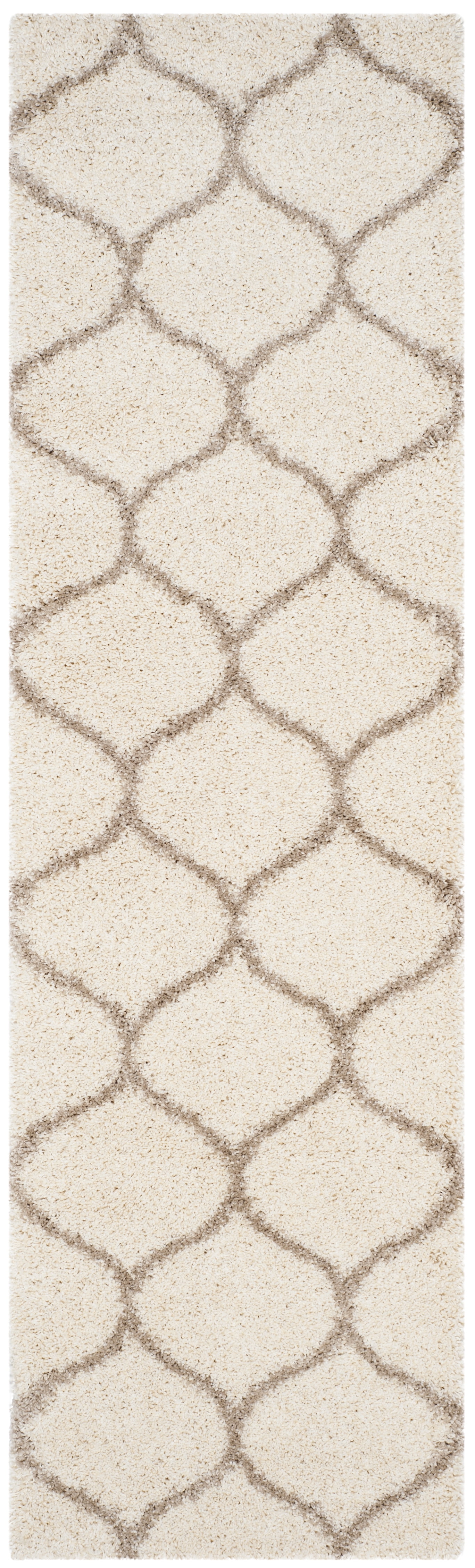 SAFAVIEH Hudson Arline Geometric Shag Runner Rug, Ivory/Beige, 2'3" x 6'