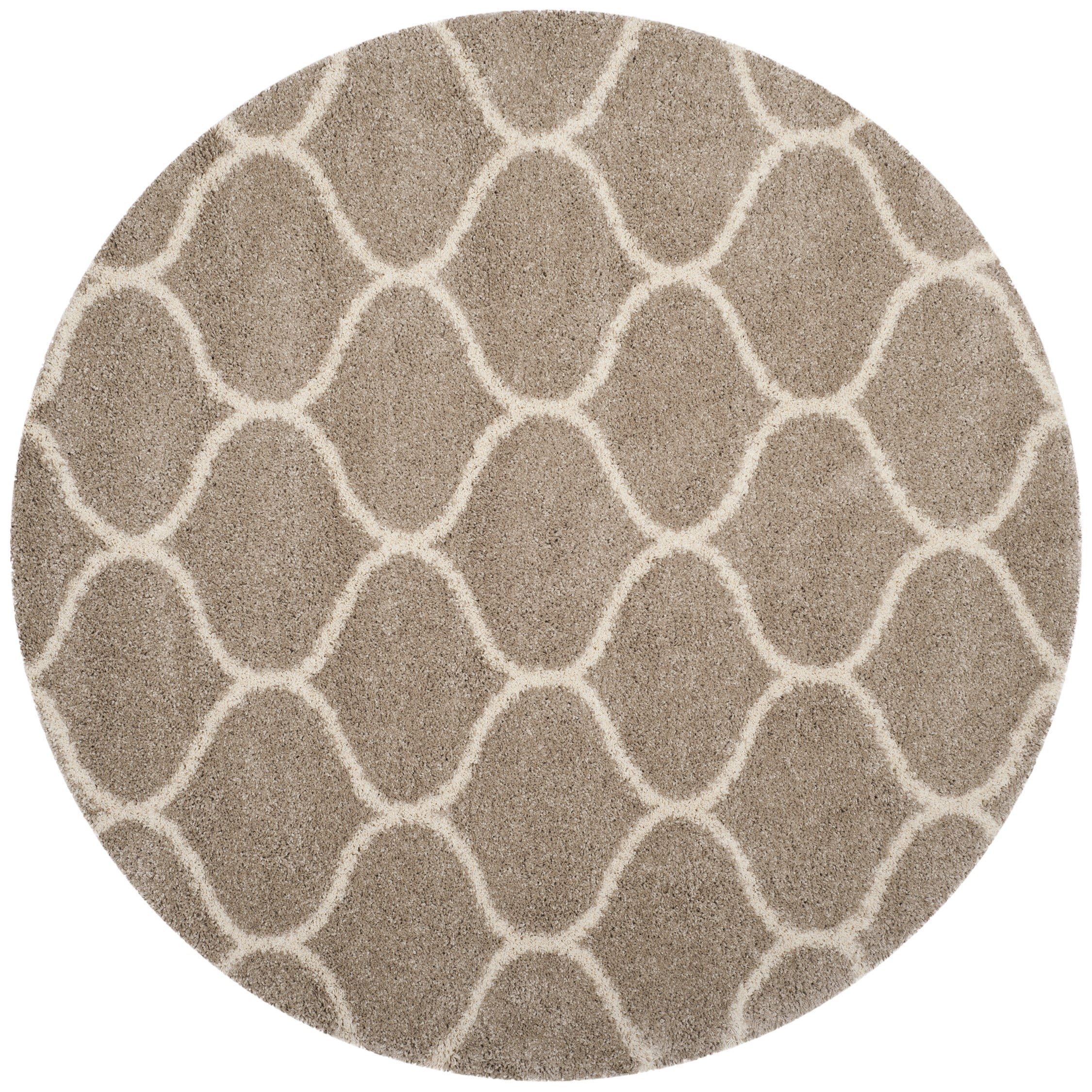 SAFAVIEH Hudson Arline Plush Geometric Shag Area Rug, Beige/Ivory, 11' x 11' Round