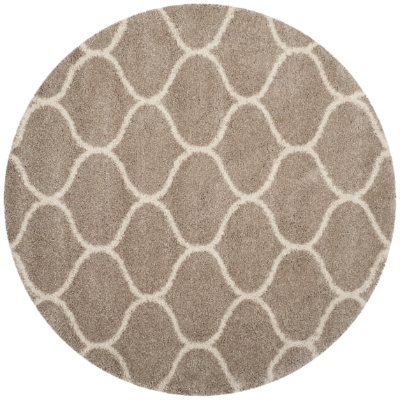 SAFAVIEH Hudson Arline Plush Geometric Shag Area Rug, Beige/Ivory, 11' x 11' Round