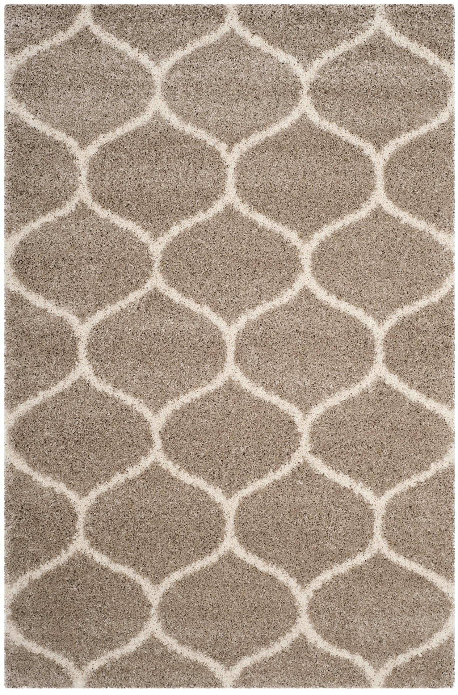 SAFAVIEH Hudson Arline Plush Geometric Shag Area Rug, Beige/Ivory, 2'3" x 3'9"