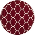 thumbnail image 1 of SAFAVIEH Hudson Arline Plush Geometric Shag Area Rug, Red/Ivory, 3' x 3' Round, 1 of 8