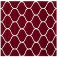 thumbnail image 1 of SAFAVIEH Hudson Arline Plush Geometric Shag Area Rug, Red/Ivory, 3' x 3' Square, 1 of 9
