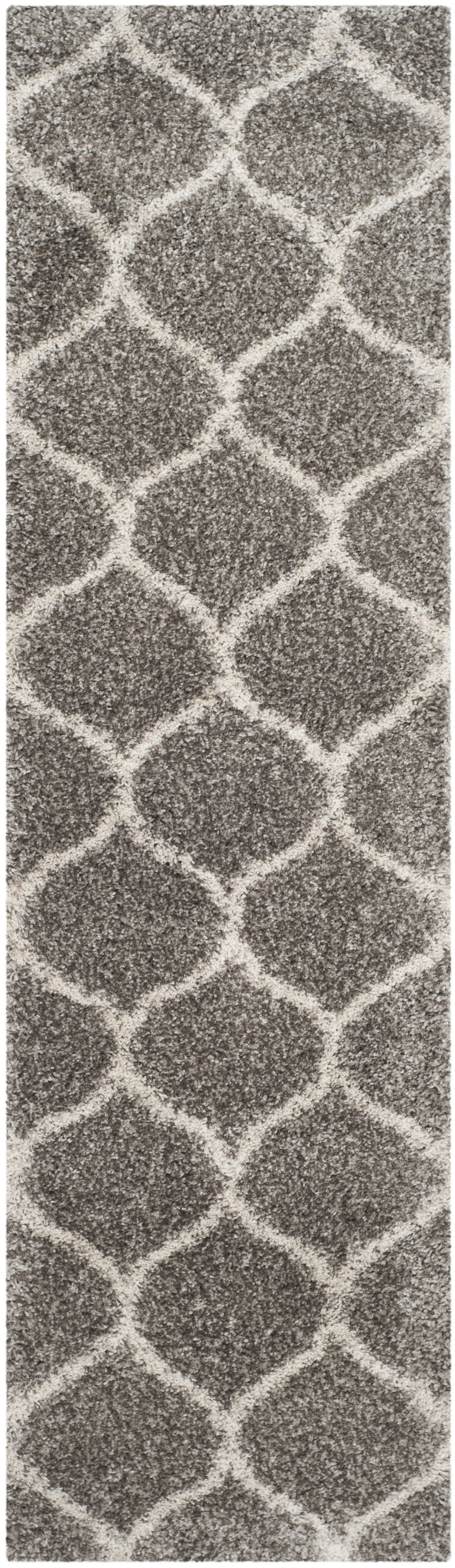 SAFAVIEH Hudson Arline Plush Geometric Shag Runner Rug, Grey/Ivory, 2'3" x 20'