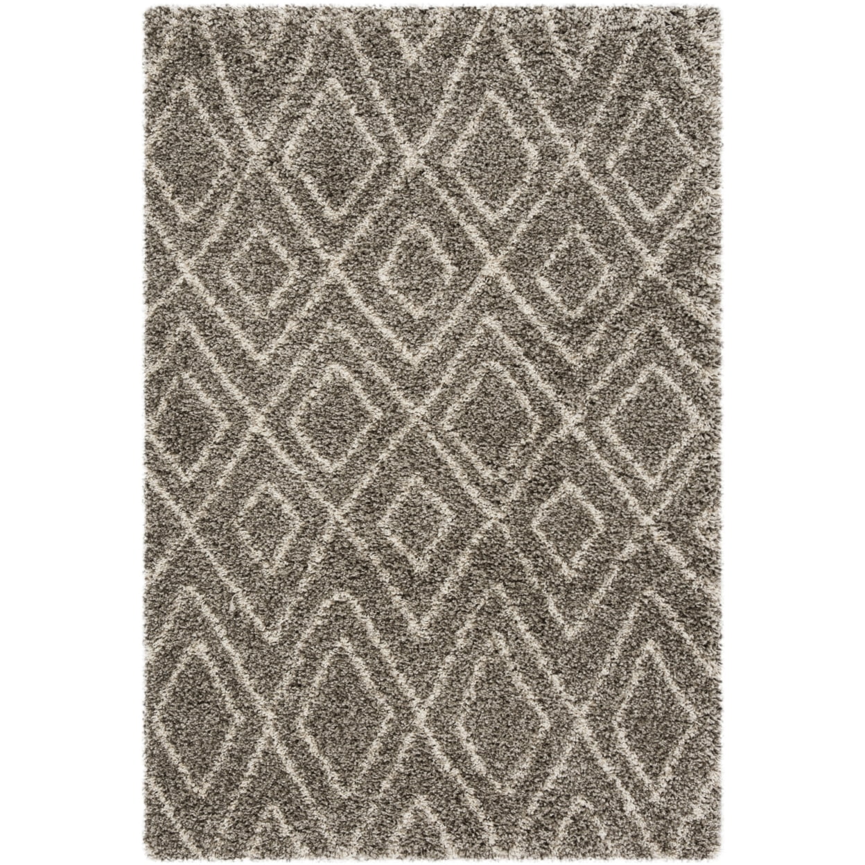 SAFAVIEH Hudson Augustine Geometric Shag Area Rug, Grey/Ivory, 4' x 6'