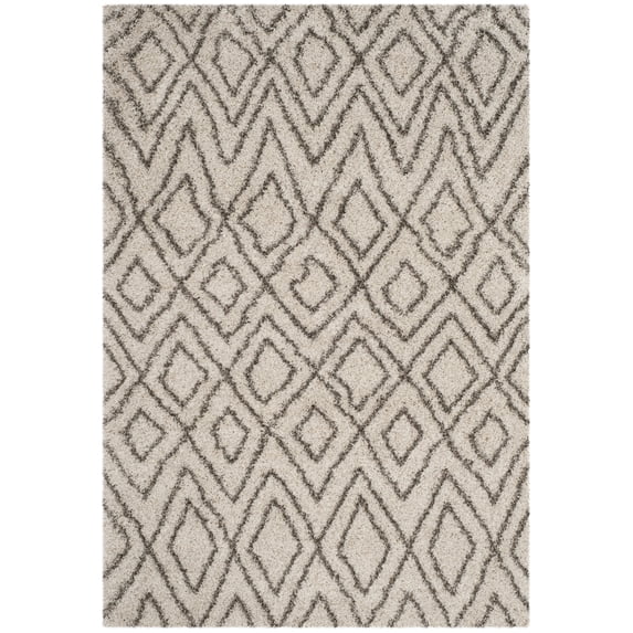 SAFAVIEH Hudson Augustine Geometric Shag Area Rug, Ivory/Grey, 5'1" x 7'6"