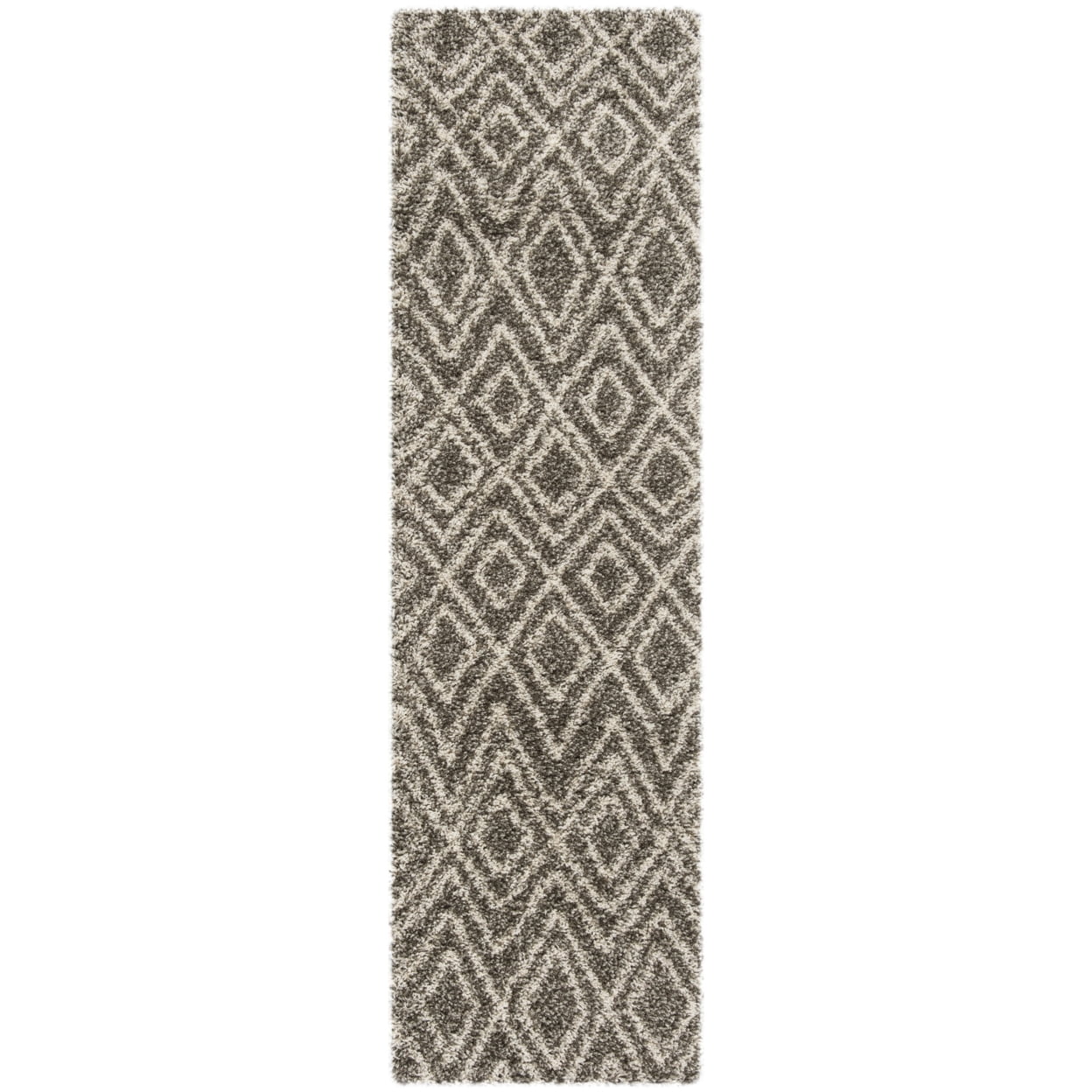 SAFAVIEH Hudson Augustine Geometric Shag Runner Rug, Grey/Ivory, 2'3" x 8'
