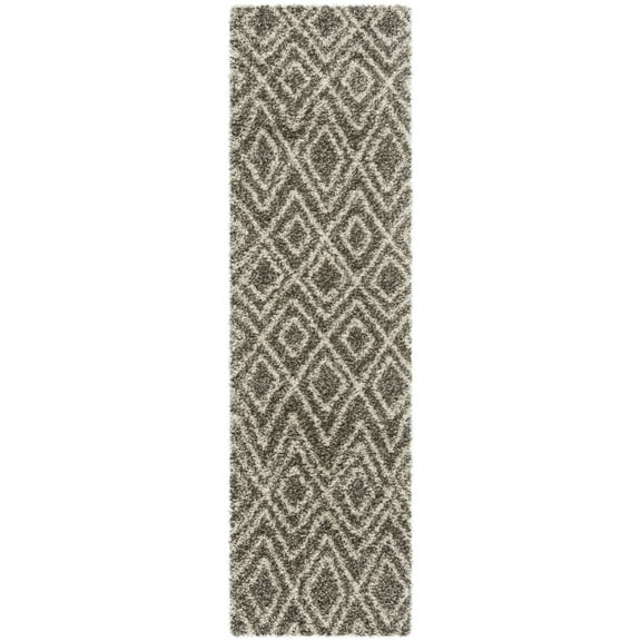 SAFAVIEH Hudson Augustine Geometric Shag Runner Rug, Grey/Ivory, 2'3" x 8'
