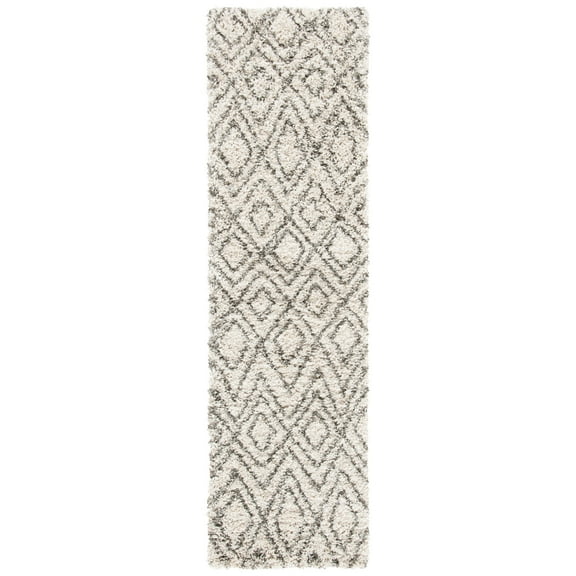 SAFAVIEH Hudson Augustine Geometric Shag Runner Rug, Ivory/Grey, 2'3" x 8'