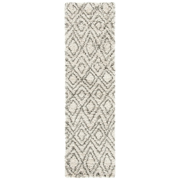 SAFAVIEH Hudson Augustine Geometric Shag Runner Rug, Ivory/Grey, 2'3" x 8'