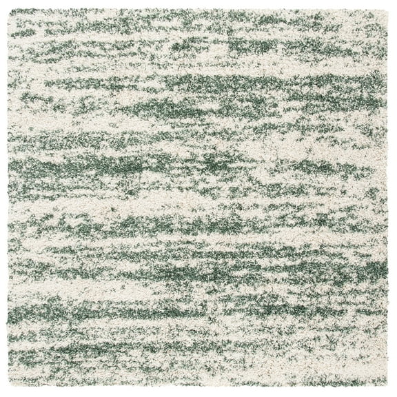 SAFAVIEH Hudson Jack Abstract Shag Area Rug, Ivory/Green, 7' x 7' Square