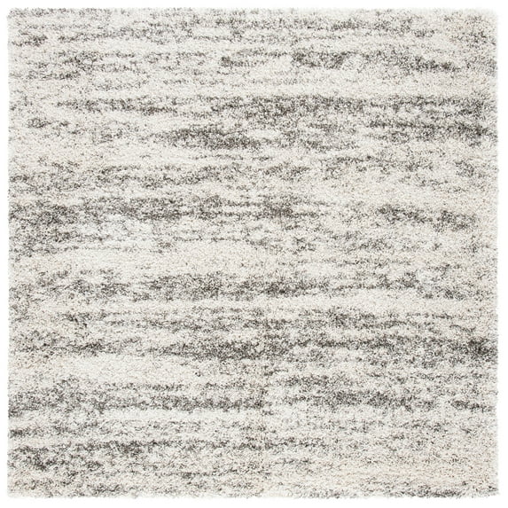 SAFAVIEH Hudson Jack Abstract Shag Area Rug, Ivory/Grey, 8' x 8' Square