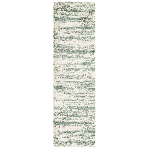 SAFAVIEH Hudson Jack Abstract Shag Runner Rug, Ivory/Green, 2'3" x 8'