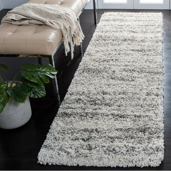 SAFAVIEH Hudson Jack Abstract Shag Runner Rug, Ivory/Grey, 2'3" x 12'
