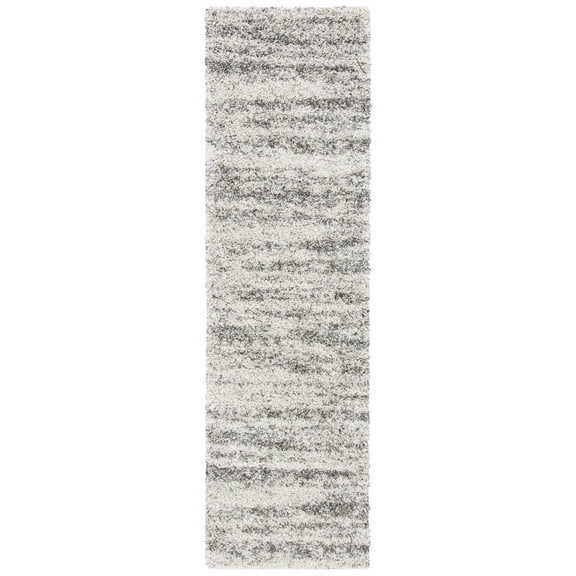 SAFAVIEH Hudson Jack Abstract Shag Runner Rug, Ivory/Grey, 2'3" x 12'