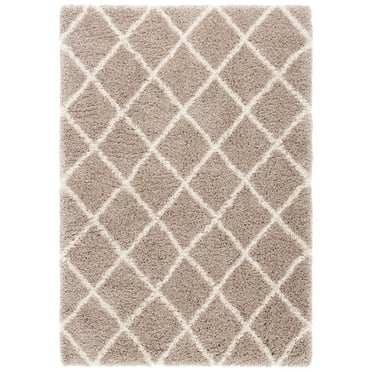 SAFAVIEH Hudson Jackson Trellis Shag Area Rug, Beige/Ivory, 7' x 7' Square