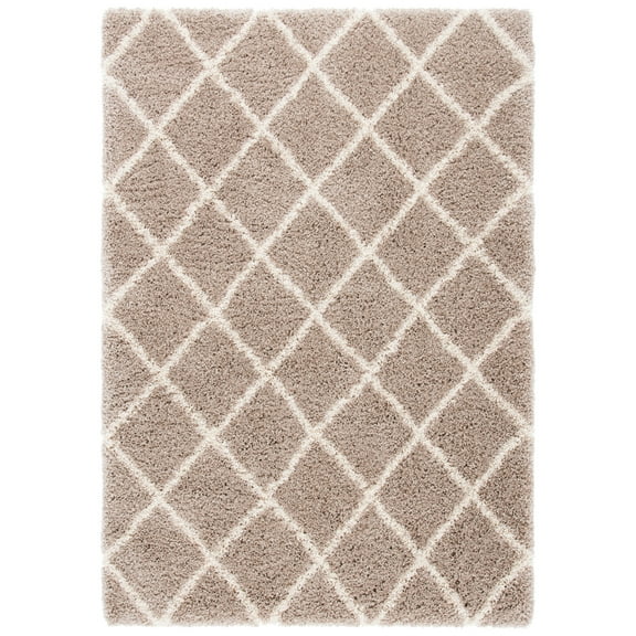 SAFAVIEH Hudson Jackson Trellis Shag Area Rug, Beige/Ivory, 7' x 7' Square