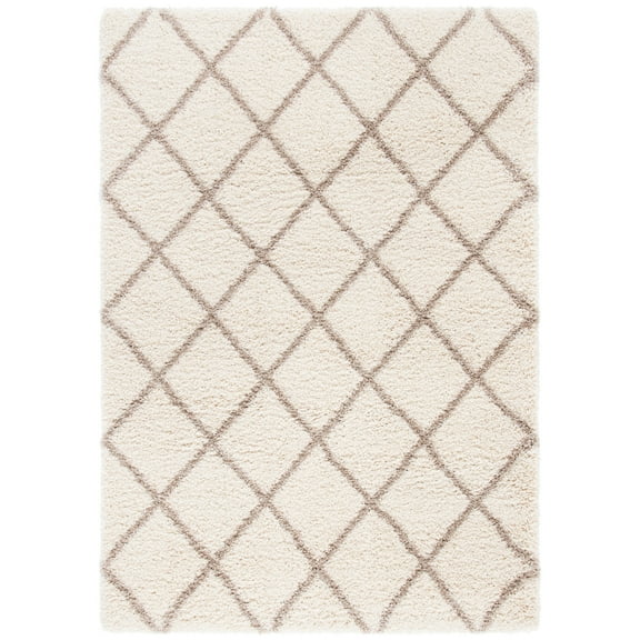 SAFAVIEH Hudson Jackson Trellis Shag Area Rug, Ivory/Beige, 7' x 7' Round