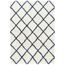 SAFAVIEH Hudson Jackson Trellis Shag Area Rug, Ivory/Navy, 5'3" x 7'6"