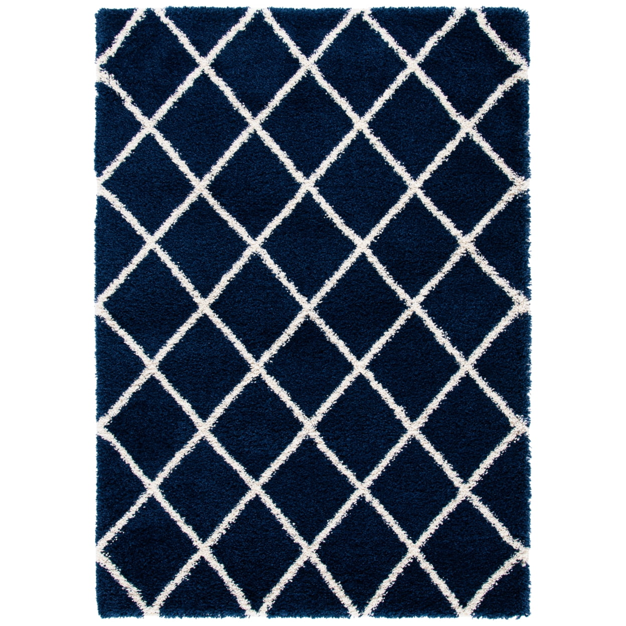 SAFAVIEH Hudson Jackson Trellis Shag Area Rug, Navy/Ivory, 8' x 10'
