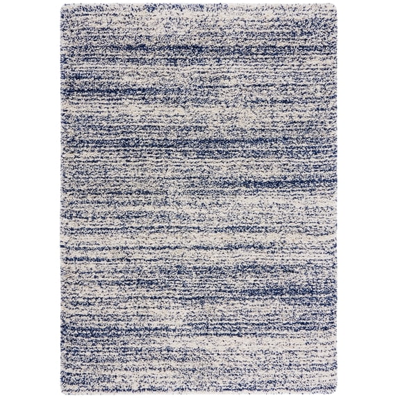 SAFAVIEH Hudson Jaden Striped Shag Area Rug, Ivory/Navy, 6' x 9'