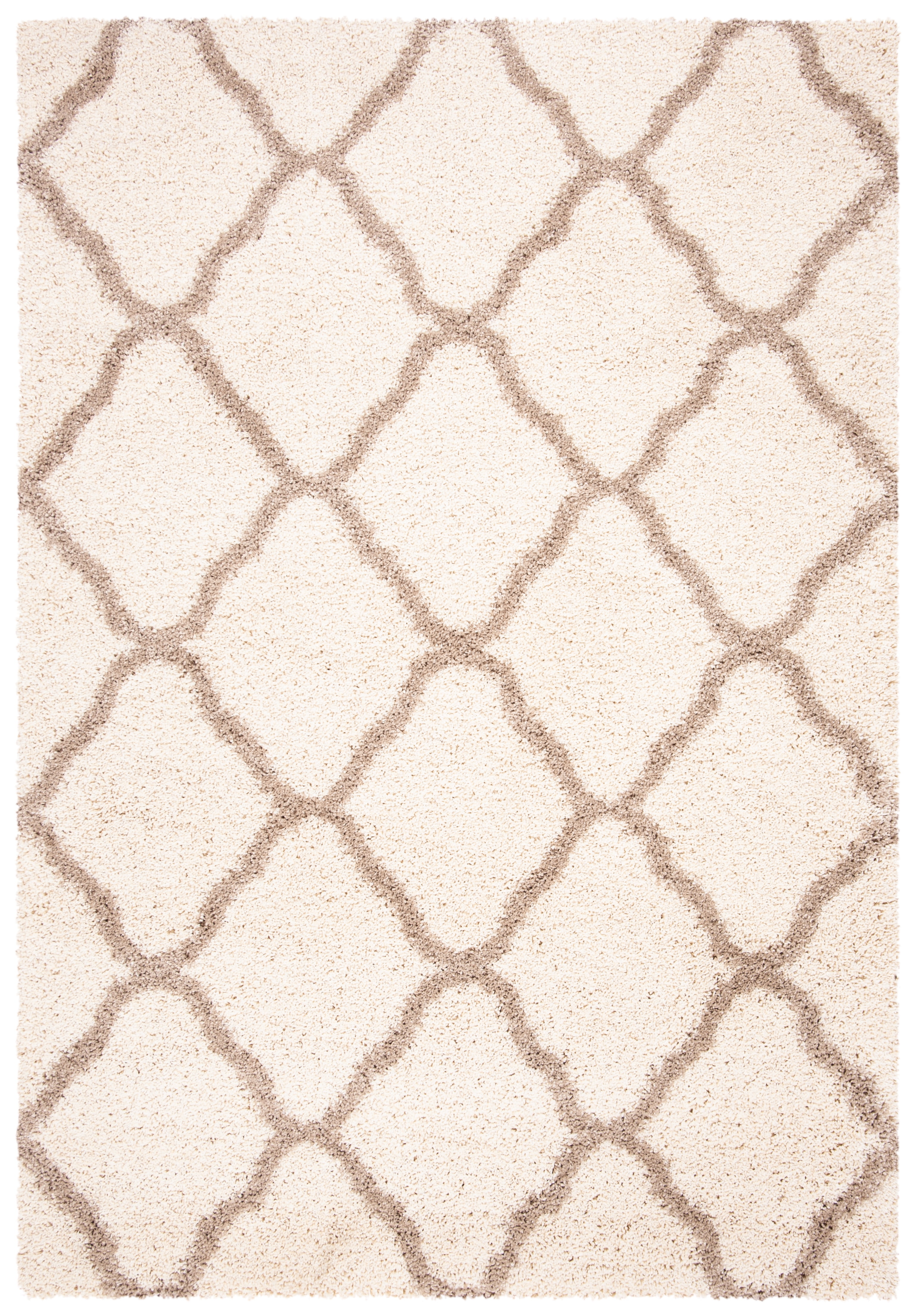 Ivory & Beige Luxe Shag 8' x 10' Hand-knotted Synthetic Rug
