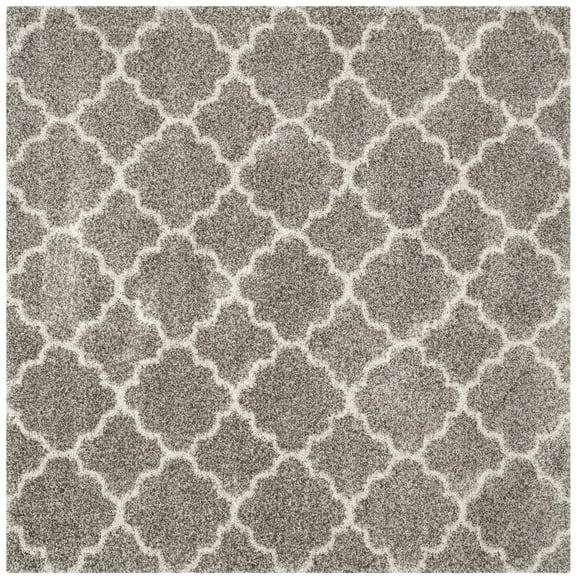 SAFAVIEH Hudson Jaye Geometric Shag Area Rug, Grey/Ivory, 7' x 7' Square