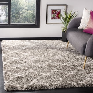 SAFAVIEH Hudson Jaye Geometric Shag Area Rug, Grey/Ivory, 8' x 10'