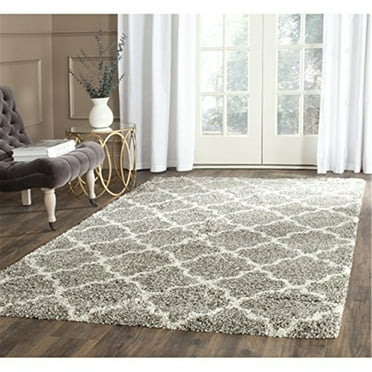 SAFAVIEH Hudson Jaye Geometric Shag Area Rug, Grey/Ivory, 9' x 12'