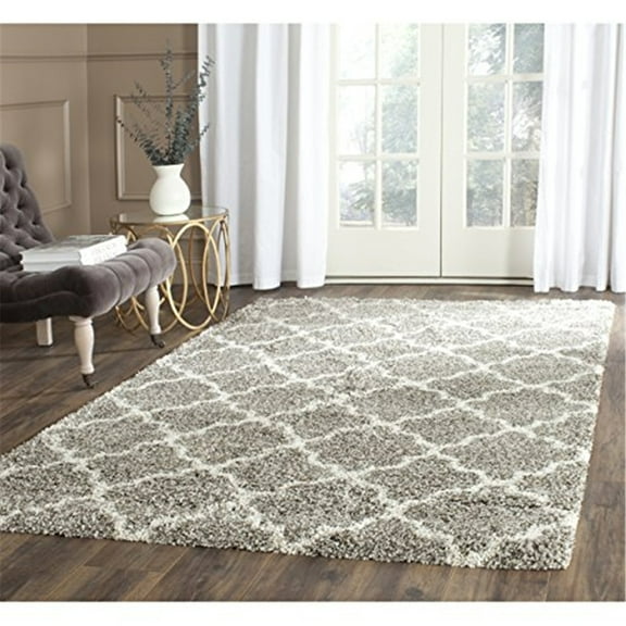 SAFAVIEH Hudson Jaye Geometric Shag Area Rug, Grey/Ivory, 9' x 12'
