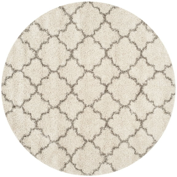 SAFAVIEH Hudson Jaye Geometric Shag Area Rug, Ivory/Grey, 5' x 5' Round