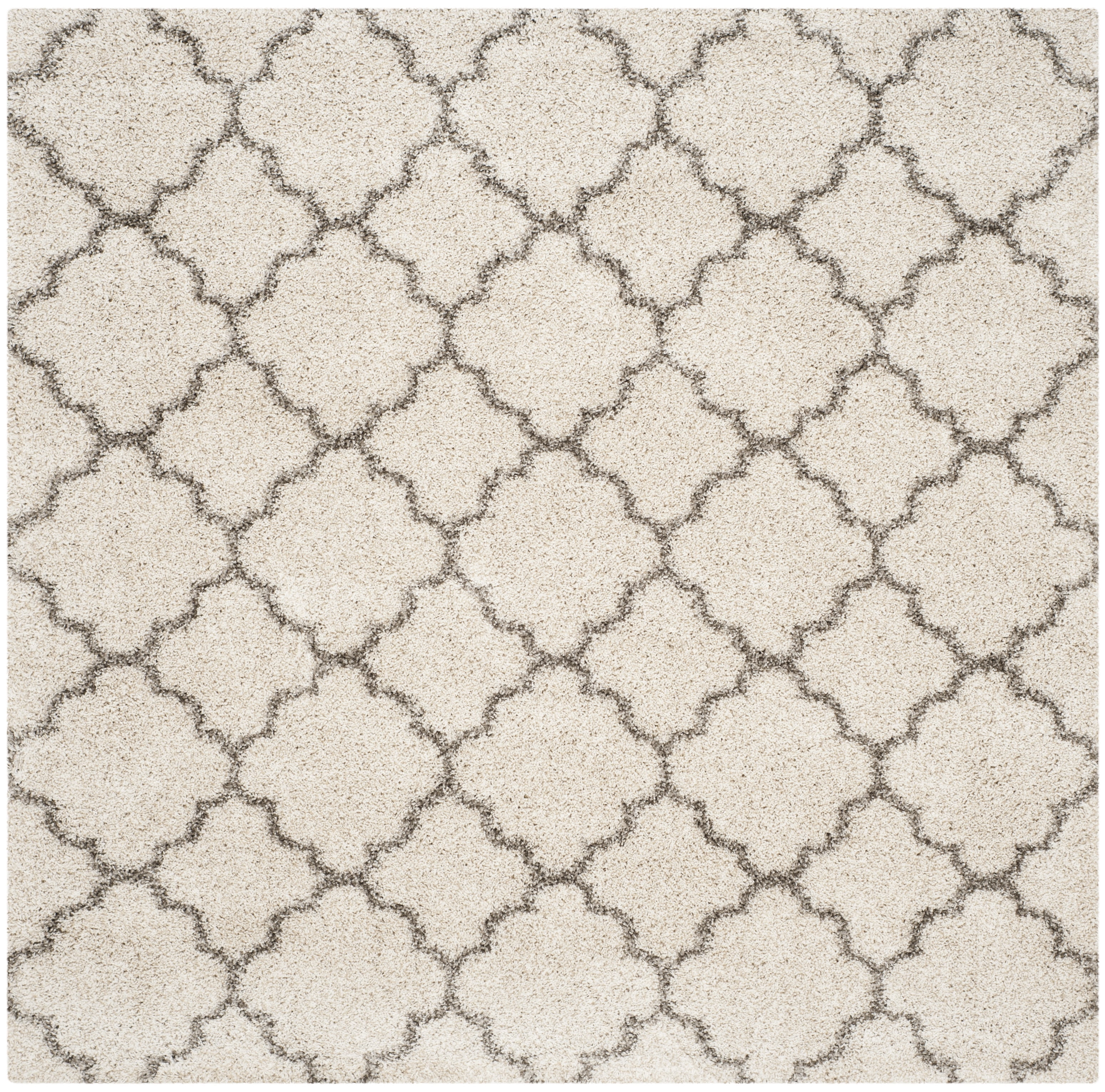 SAFAVIEH Hudson Jaye Geometric Shag Area Rug, Ivory/Grey, 7' x 7' Square