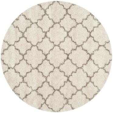 SAFAVIEH Hudson Jaye Geometric Shag Area Rug, Ivory/Grey, 8' x 8' Round