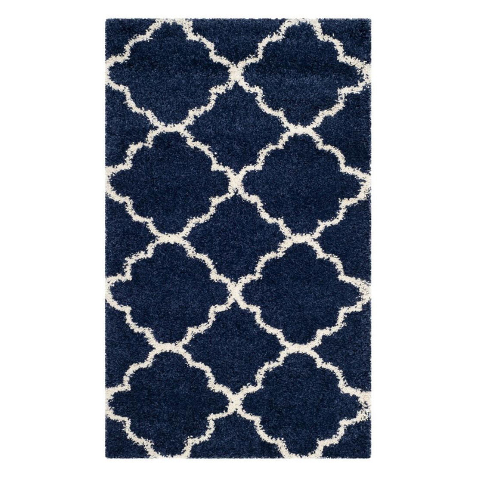 SAFAVIEH Hudson Jaye Geometric Shag Area Rug, Navy/Ivory, 6' x 9'