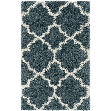 SAFAVIEH Hudson Jaye Geometric Shag Area Rug, Slate Blue/Ivory, 2' x 3'