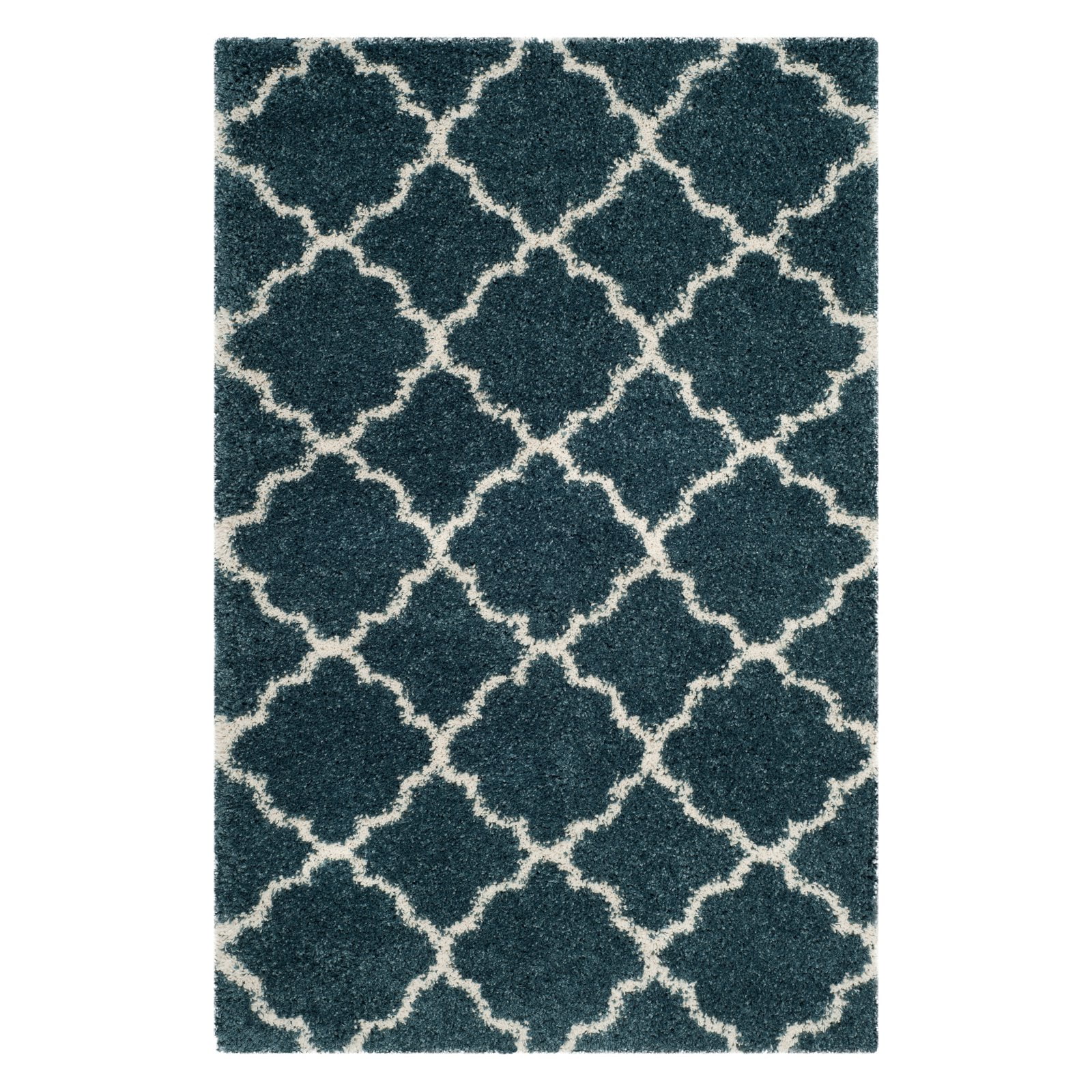 SAFAVIEH Hudson Jaye Geometric Shag Area Rug, Slate Blue/Ivory, 7' x 7