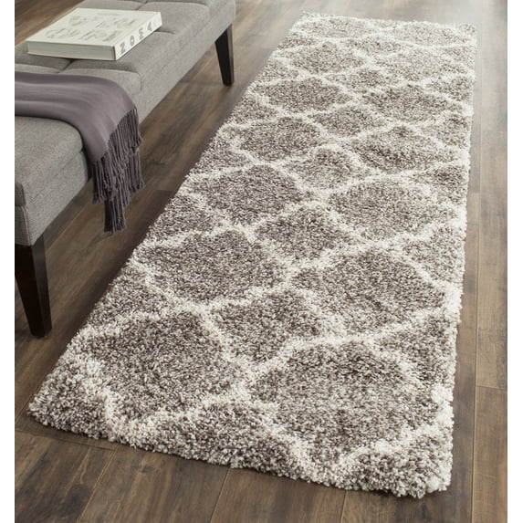 SAFAVIEH Hudson Jaye Geometric Shag Runner Rug, Grey/Ivory, 2'3" x 14'