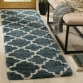 thumbnail image 1 of SAFAVIEH Hudson Jaye Geometric Shag Runner Rug, Slate Blue/Ivory, 2'3" x 6', 1 of 11