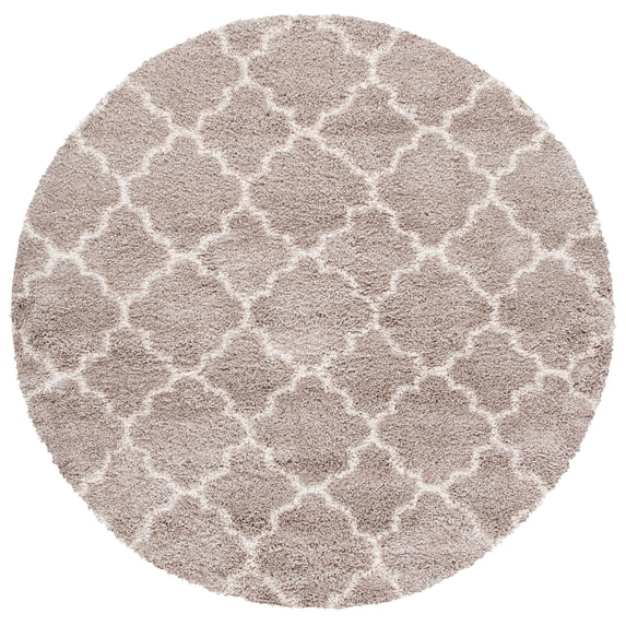SAFAVIEH Hudson Jaye Plush Geometric Shag Area Rug, Beige/Ivory, 7' x 7' Round